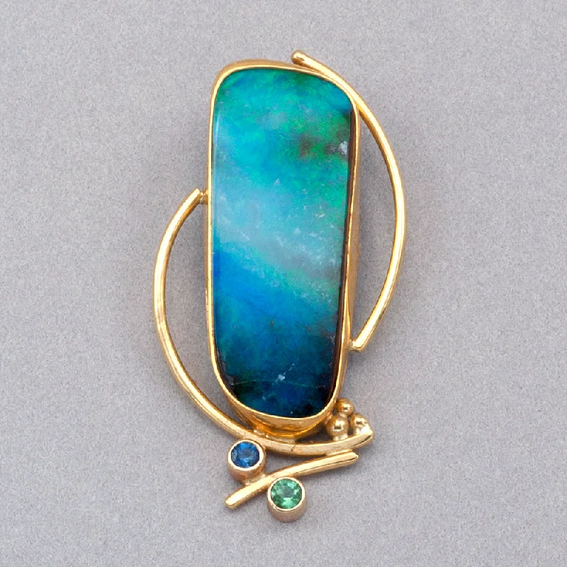 Opal and Sapphire in 18k Gold Pendant