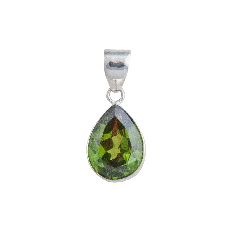 Sterling Silver Lab Created Peridot Teardrop Pendant