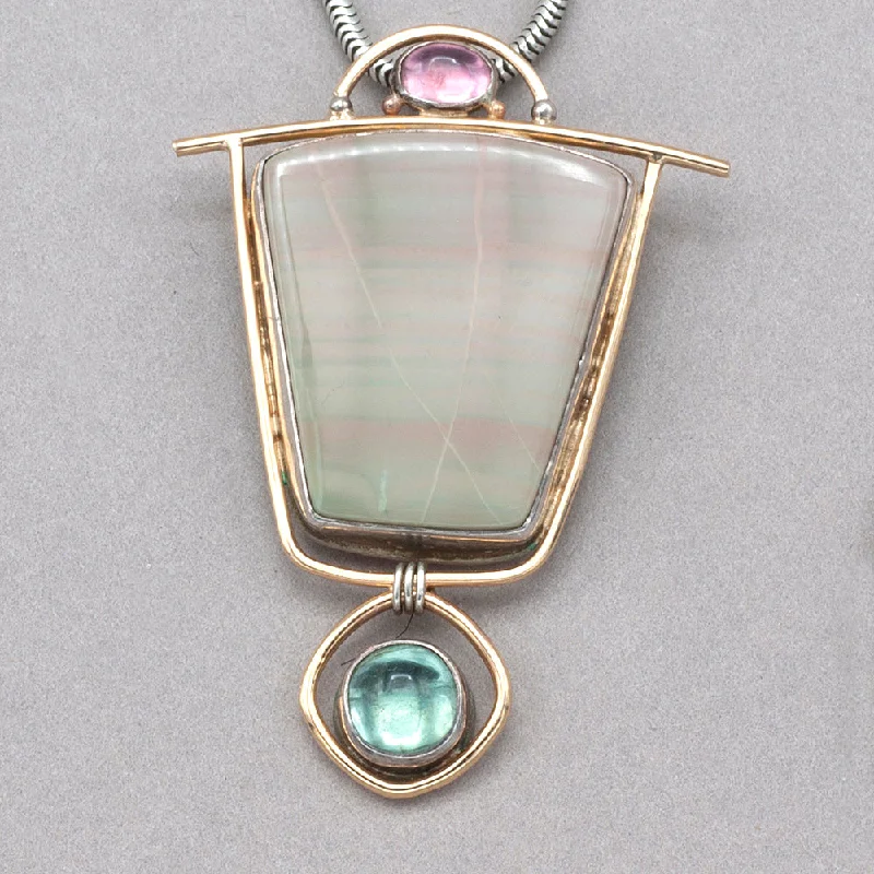 Tourmaline Matrix Silver and Gold Pendant