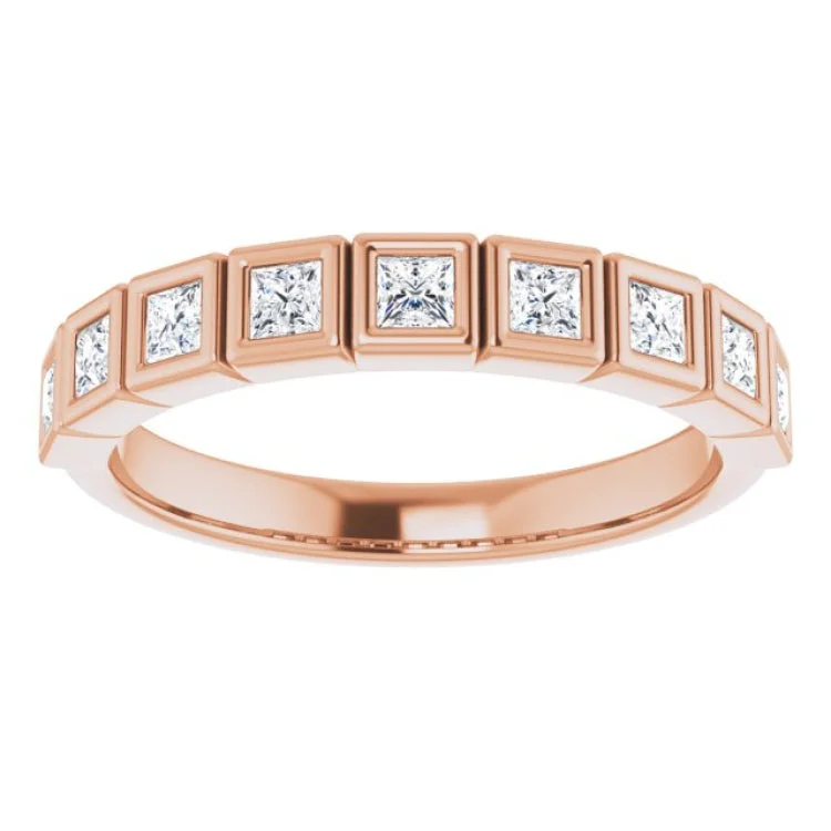 14K Rose 5/8 CTW Natural Diamond Anniversary Band