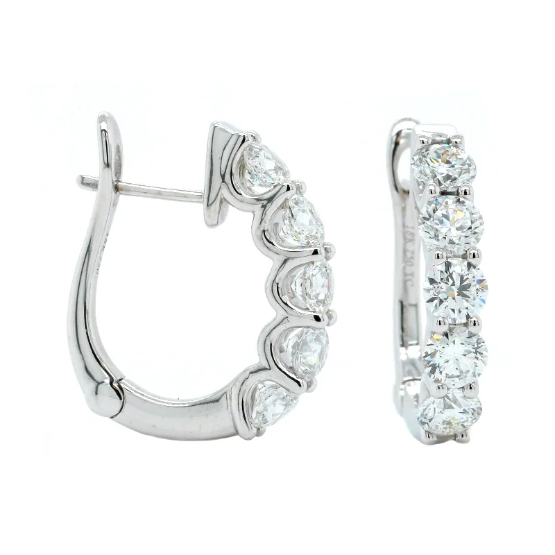 14K White Gold Diamond Huggie Earrings