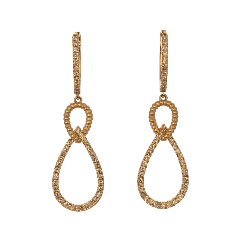 Diamond Pavé Interlocked Pear Drop 14K Yellow Gold Earrings