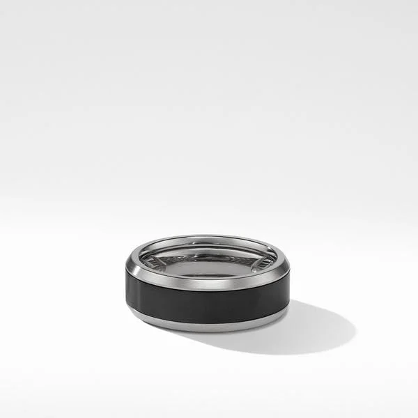 Beveled Band Ring in Grey Titanium with Black Titanium