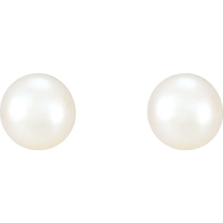 14K White 7-7.5 mm Cultured White Freshwater Pearl Earrings