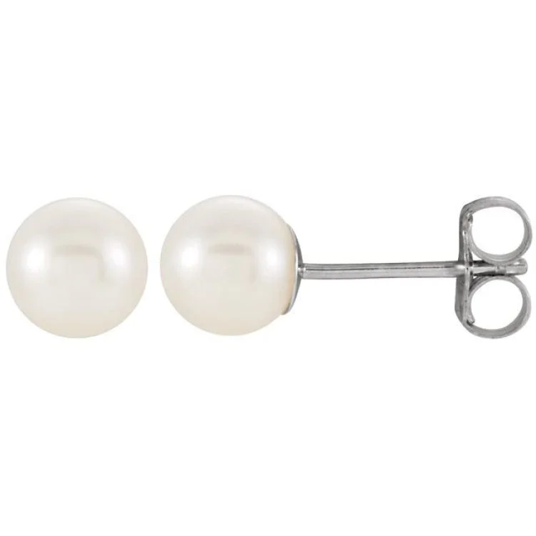 14K White 5-5.5 mm Cultured White Freshwater Pearl Earrings