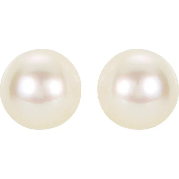 14K Yellow 8 mm Cultured White Akoya Pearl Earrings