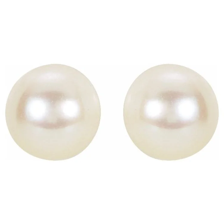 14K Yellow 6 mm Cultured White Akoya Pearl Earrings