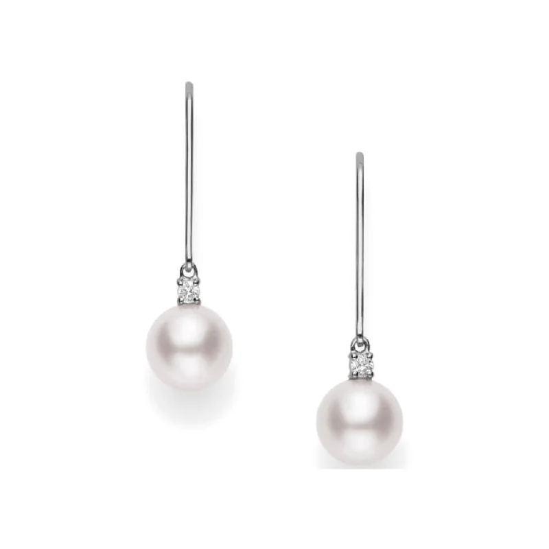 Mikimoto 18K White Gold Pearl Drop Earrings