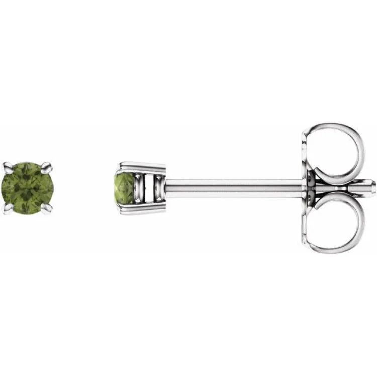 14K White 2.5 mm Natural Peridot Stud Earrings with Friction Post