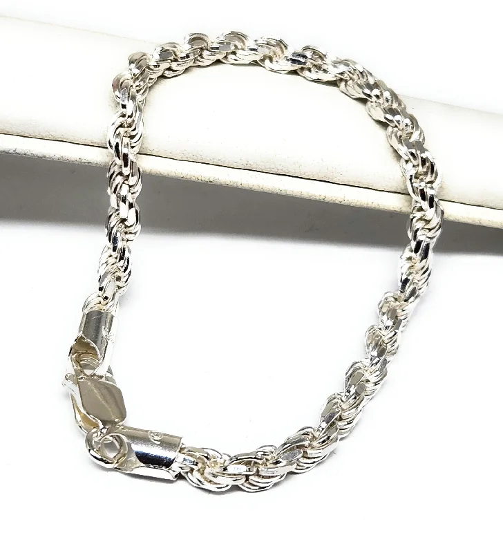 .925 Silver ROPE 7-8 inch 5mm Width Braccelet