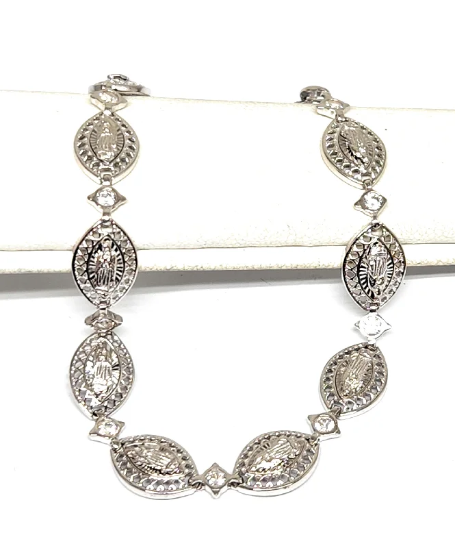 .925 Silver Virrgin Marry CZ Braccelet 7.5 inch 8mm