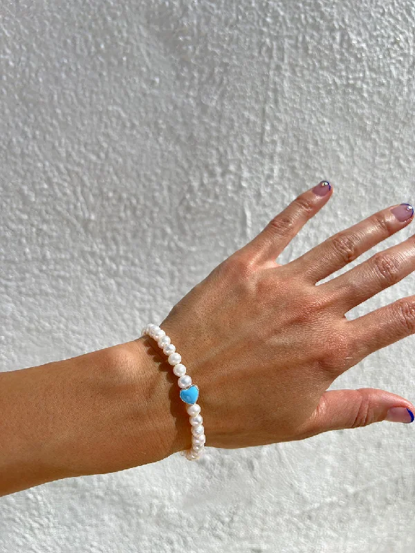 THE BABY BLUE HEART PEARL BRACELET