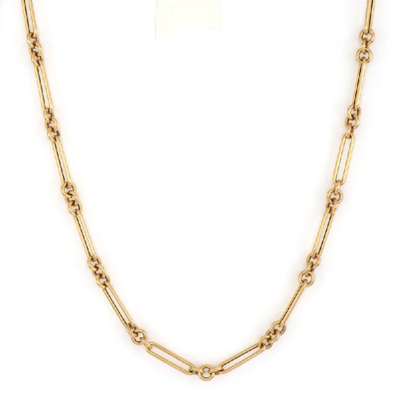 14K Yellow Gold Alternating Paperclip Chain Necklace