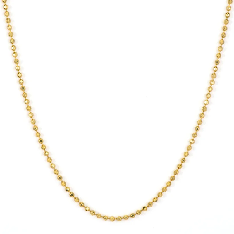 14K Yellow Gold Small Beaded Chain Necklace