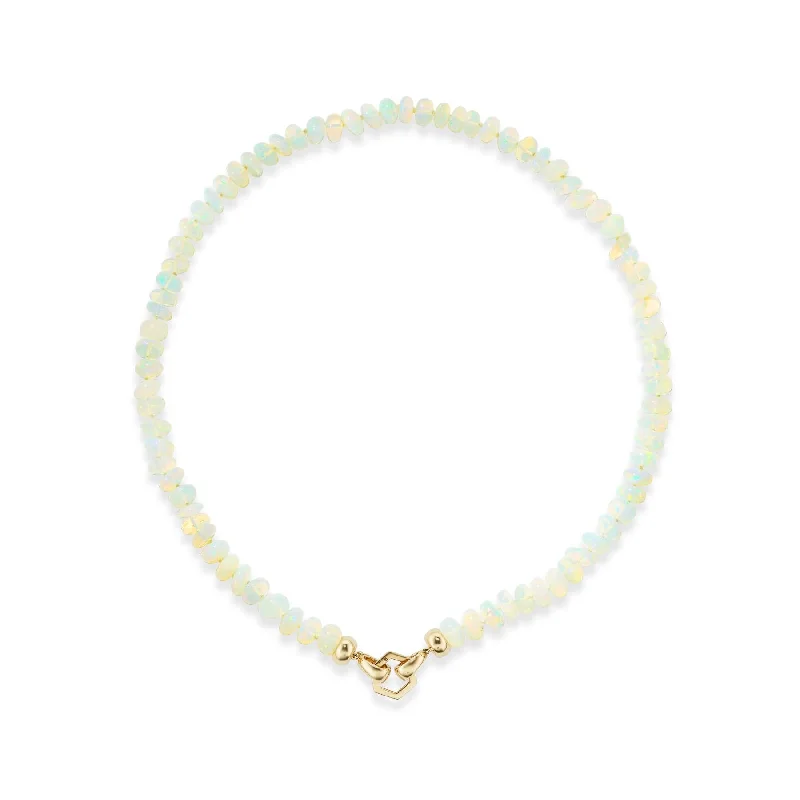 18K Yellow Gold Opal Bead Foundation Necklace